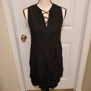 Old Navy Lace Up Front Sleeveless Black Dress